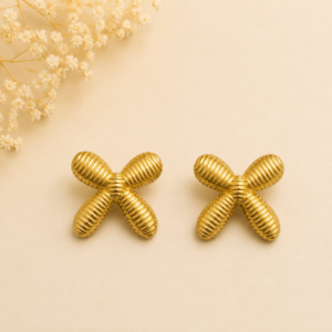 golden fan earrings