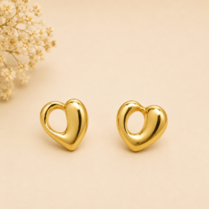 Veloura Single Product golden heart stud earrings