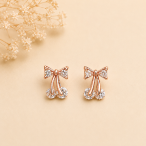 rose gold bow hoop earrings