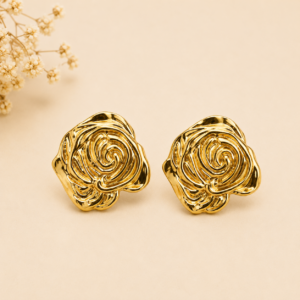 golden rose stud earrings
